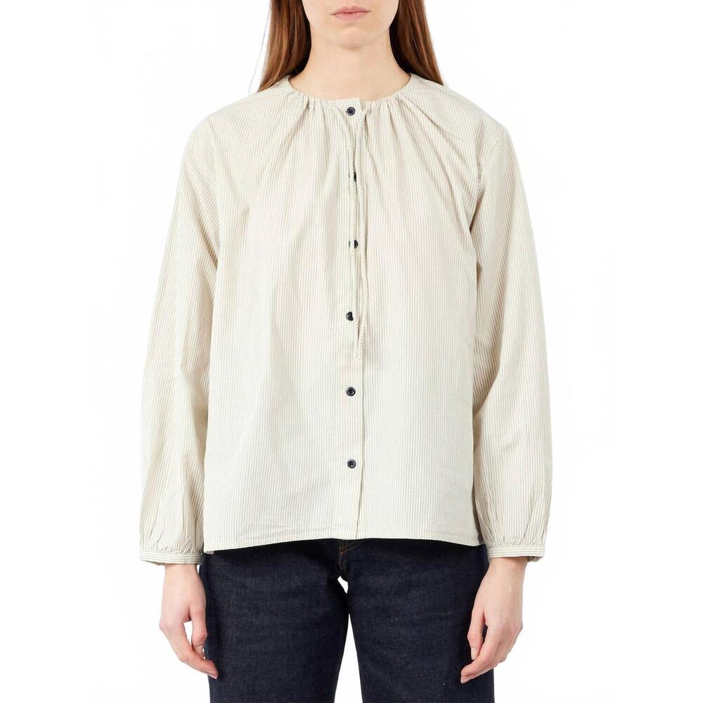 NEW TOAST gathered stripe shirt in sunwashed blue
